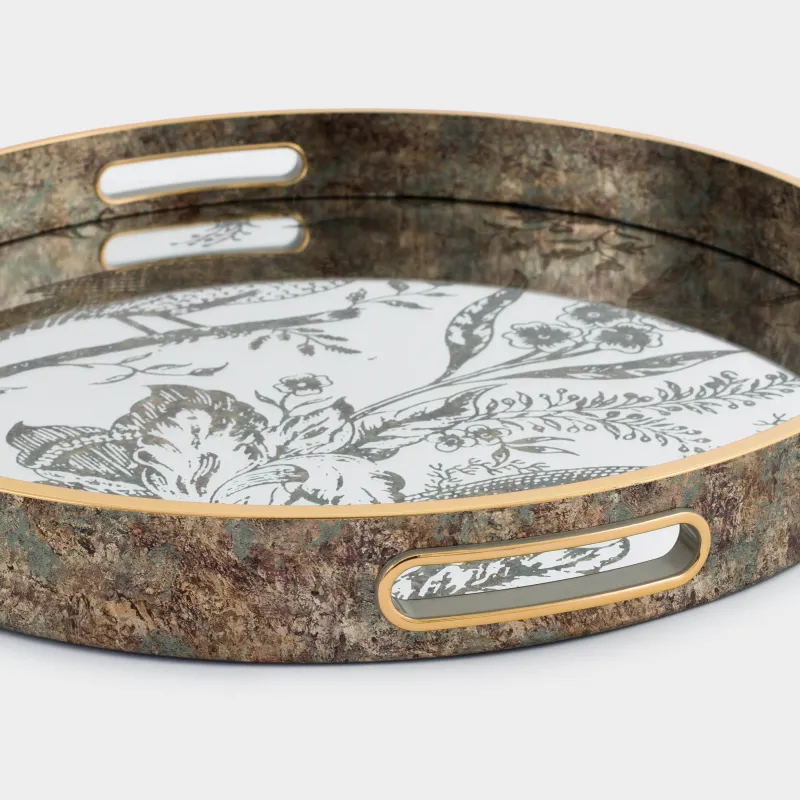 Tray, 36 cm, plastic / glass, Round, Mirror, Bird, Bluebird, image-1