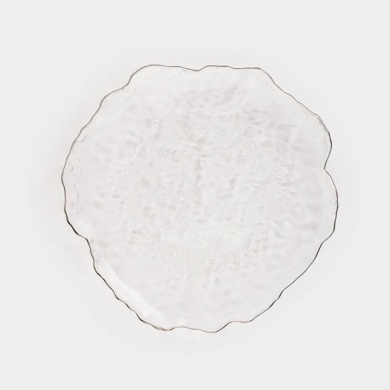 Dish, 30 cm, glass, with silver edging, Nautilus silver