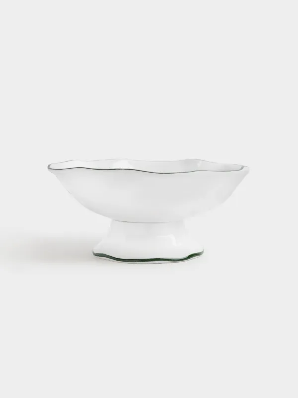 Fruit bowl, 27x12 cm, on a leg, ceramic, Horse, Christmas green, image-0