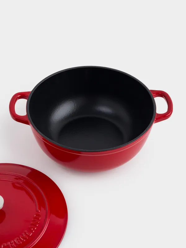 Cauldron, 27 cm, 4.5 l, with lid, cast iron, Red, Bright, image-2
