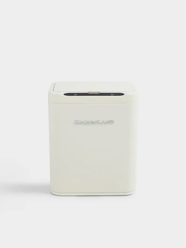 Trash can, 13 l, touch-sensitive, steel/plastic, rectangular, beige, Vintage kitchen, image-0
