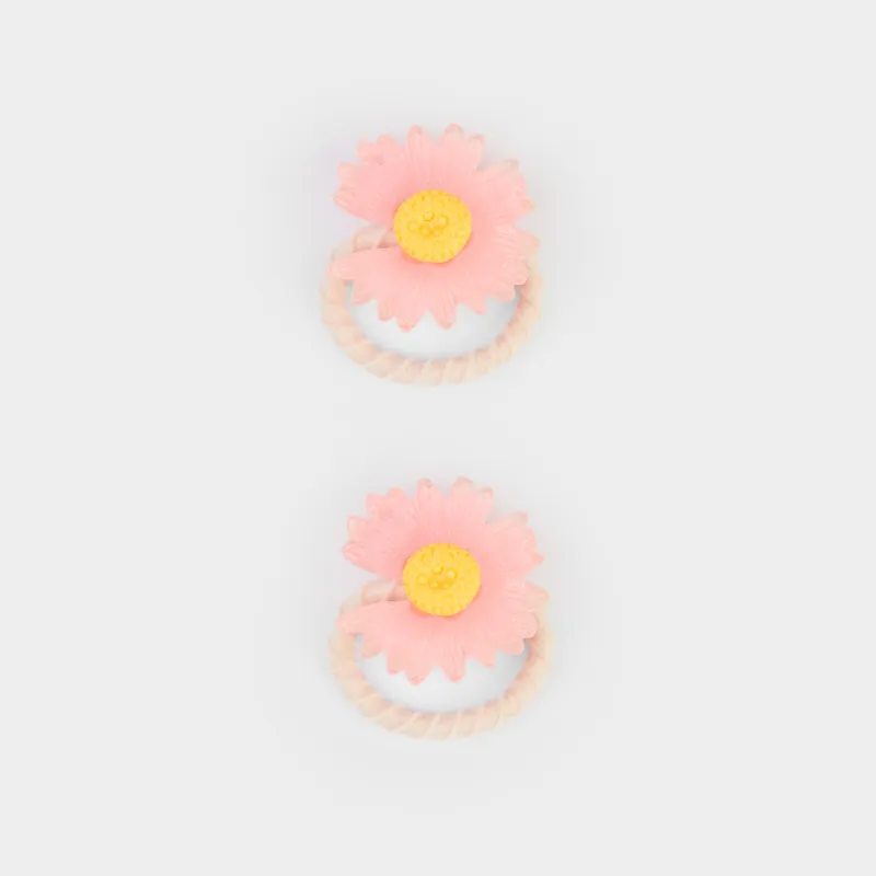 Hair tie, 3 cm, 2 pcs, for children, plastic, pink, Flower, Gracile