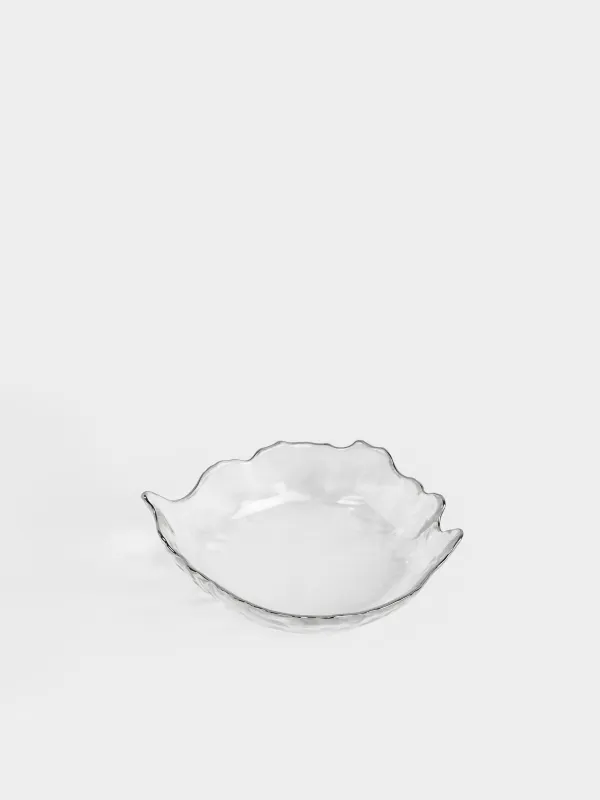 Salad bowl, 19x15cm, ml, glass, with silver edging, Petal, Nautilus silver, image-1