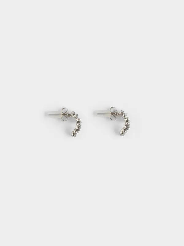 Stud earrings, 1 cm, 2 pieces, metal / acrylic, silver, Crystals, Jewelry crystal, image-2