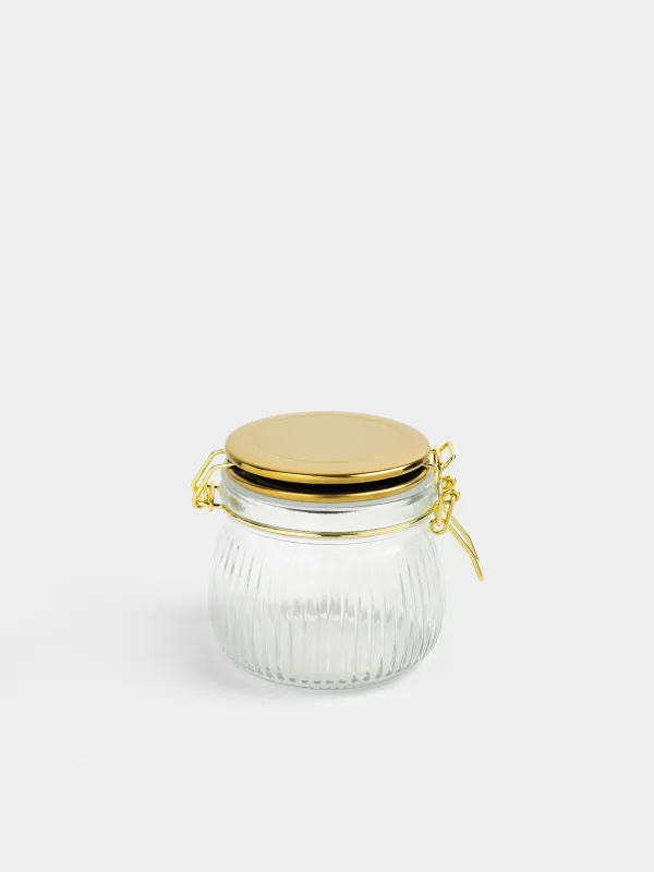 Bulk products jar, 500 ml, clip, glass / metal, golden, Ribby gold, image-1