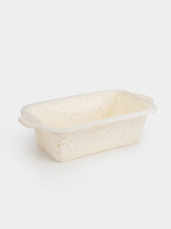 Baking dish, 28x14 cm, silicone / steel, rectangular, milk, speckled, Bakery speckled, image-3