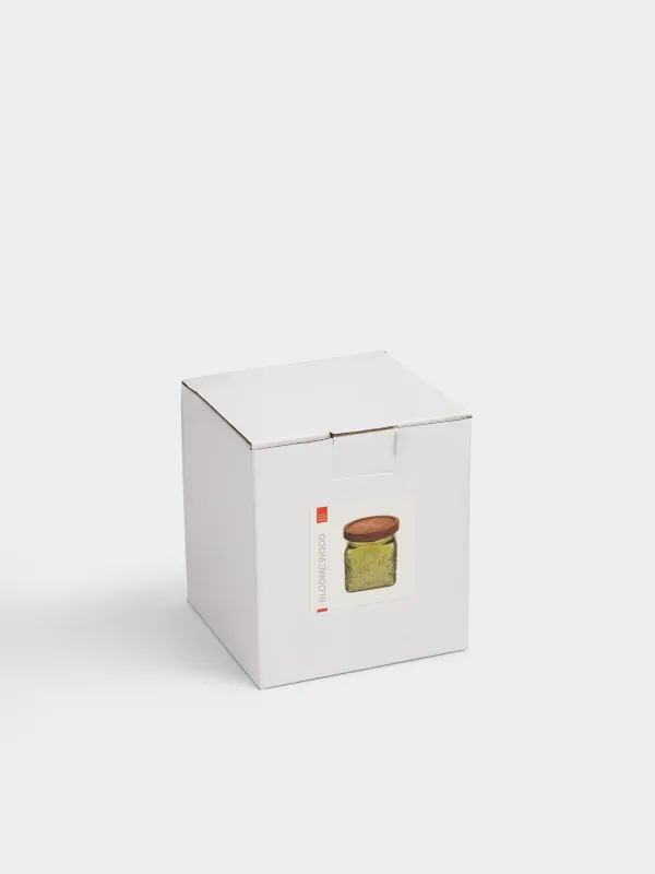 Bulk products jar, 550 ml, glass R / wood, green, Flowers, Bloome wood, image-5