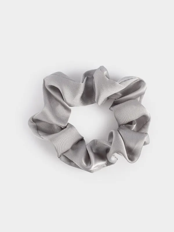Elastic hair band, 6 cm, satin, grey, Silk, image-0