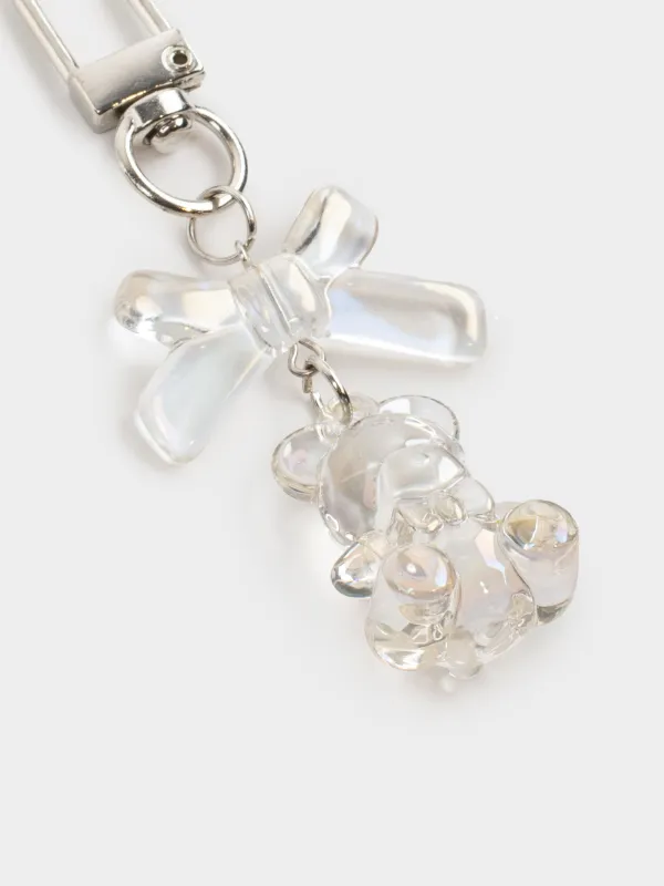 Keychain, 8 cm, acrylic/metal, mother-of-pearl, Teddy Bear, Keychain polar, image-3