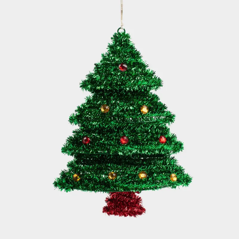 Embellishments, decorative, 36 cm, hanging, tinsel / plastic, green, Christmas tree, Tinsel decor