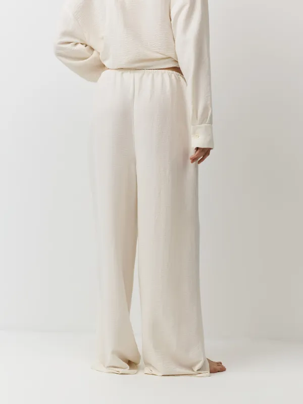 Women's trousers, homewear, size L, polyester, milky, Marlla, image-3