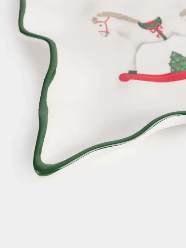 Dish, 31x27 cm, ceramic, Horse, Christmas green, image-3