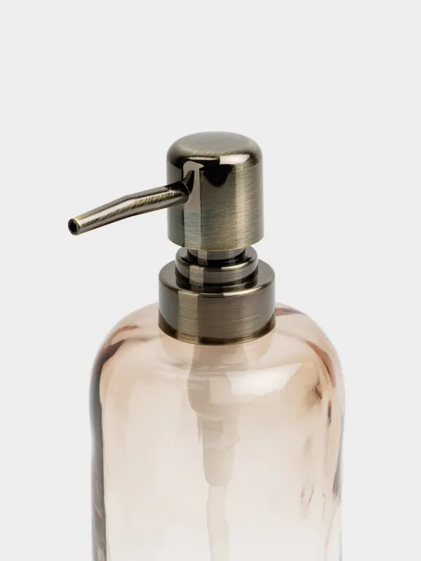 Liquid soap dispenser, 300 ml, glass / plastic, brown, Gradient, Rachas, image-2