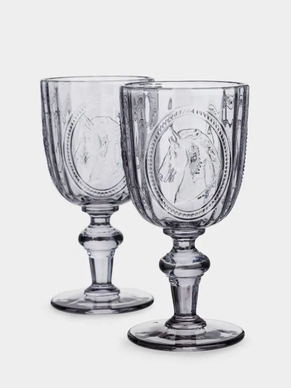 Goblet glass, 280 ml, 2 pcs, glass, Horse, Clear pattern, image-1