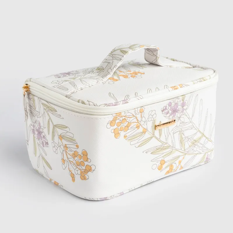 Cosmetic bag, 23x13 cm, with handle, polyurethane, white, Mimosa, Isadora, image-2