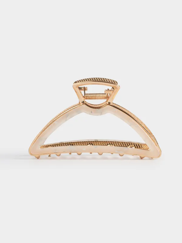 Hair clip, 10 cm, acrylic / metal, gold, Crab, Glam, image-4