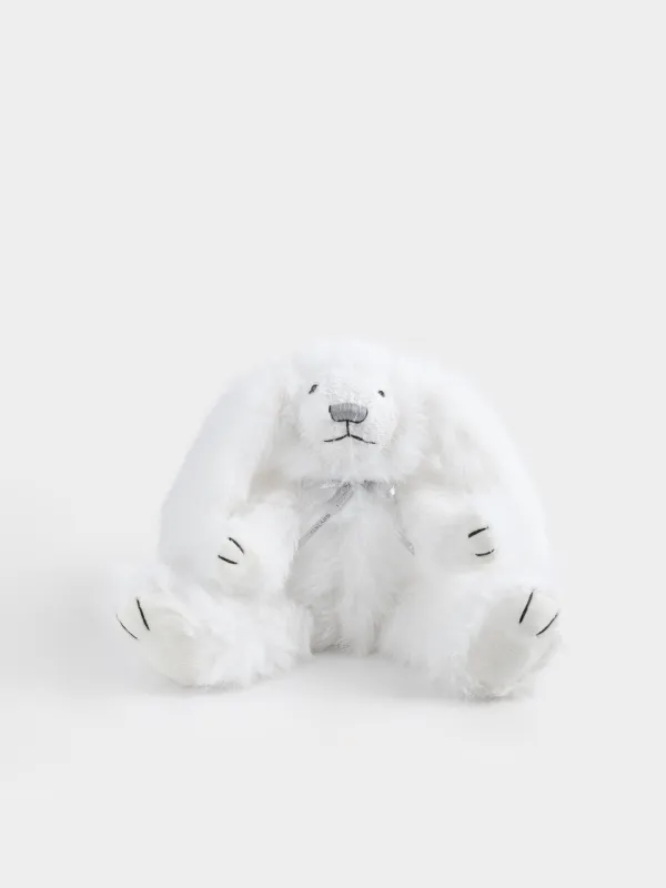 Toy, 37 cm, soft, with movable paws, polyester, light grey, Rabbit, Rabbit, image-0