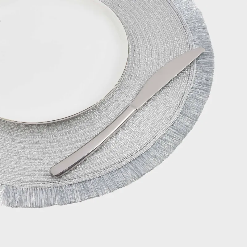 Instrument napkin, 38 cm, polyester, round, silver, Rotary shine, image-2