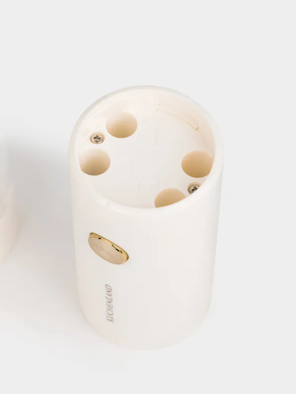 Spice mill, 18 cm, 2 pcs, electric, on a stand, plastic, milky, Liberica light, image-5