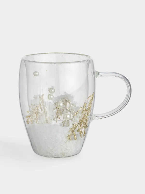Mug, 330 ml, glass B, with snow-covered branches inside, Air decor, image-0