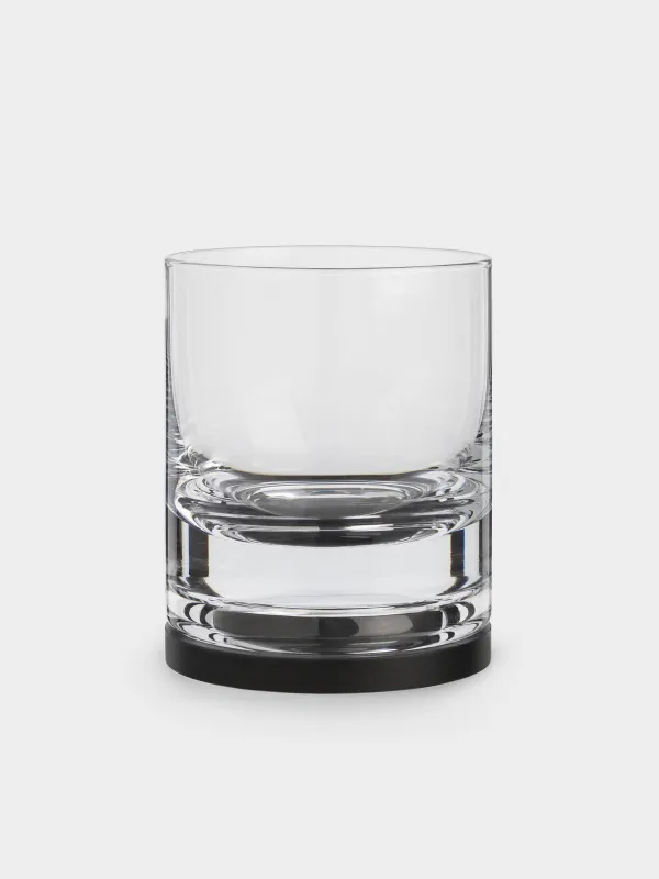 Drinking glass, 10 cm, 340 ml, 2 pcs, on a stand, glass / wood, Clear, image-1