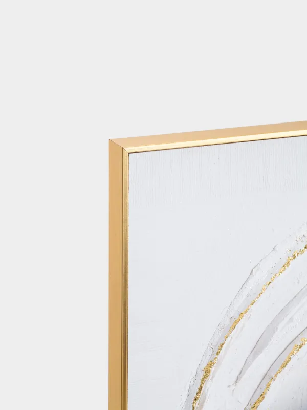 Framed painting, 80x80 cm, canvas / foil, beige-gold, Circles, Abstract, image-2