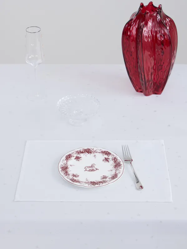 Placemat, 30x45 cm, jacquard, polyester, light grey, Silver stars, Starlight, image-1