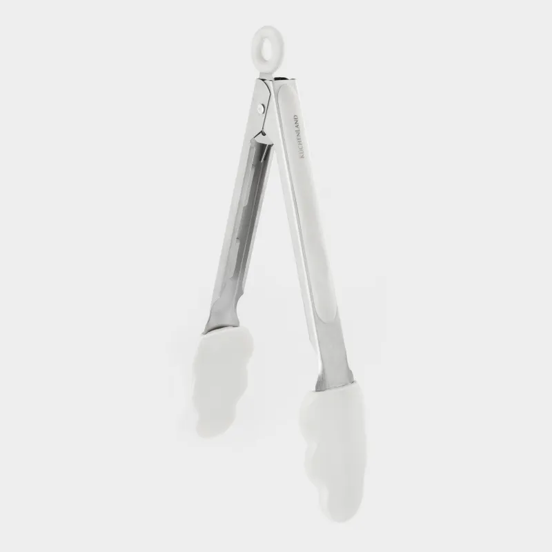 Kitchen tongs, 27 cm, silicone / steel, milky, soft kitchen