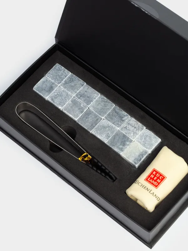 Set of beverage cooling cubes, 16 pr, with tongs, steatite / steel, BAR, image-5