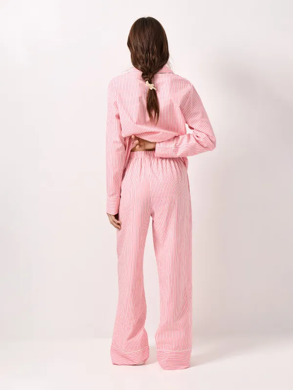 Women's trousers, homewear, size S, cotton / viscose, red, Stripe, Lonisa, image-5