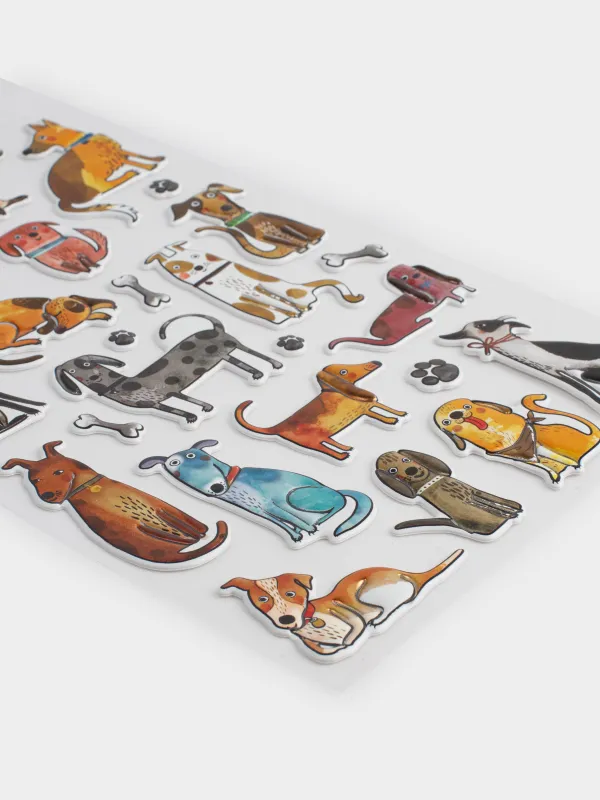 Sticker set, 21x14 cm, 27 pcs, Disposable, PVC / Epoxy resin, Dogs, Dog, image-4