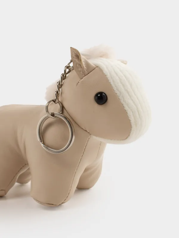 Keychain, 12 cm, polyurethane / metal, beige, Horse, Keychain toy, image-4