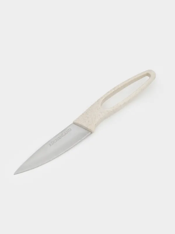 Paring knife, 9 cm, with case, steel / plastic, beige, speckled, Soft speckled, image-2