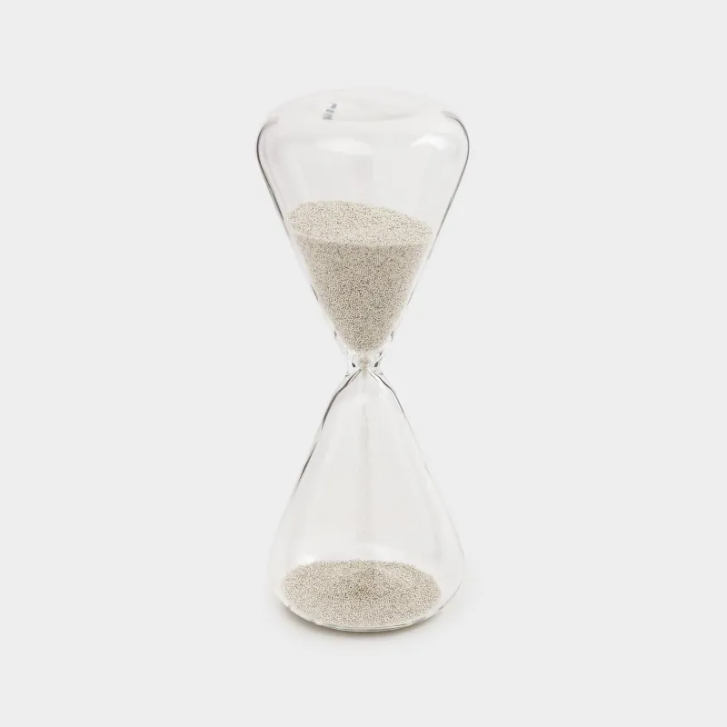 Hourglass, 16 cm, 2 minutes, with sequins inside, glass / sequins, silver, Sand time, image-1