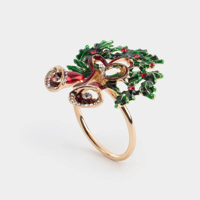 Napkin ring, 7 cm, Metal, Gold, Christmas wreath, Christmas miracle classic