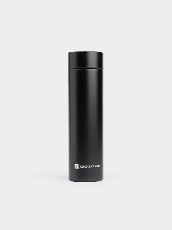 Thermos flask, 500 ml, with thermometer, steel / plastic, black, Celsius, image-1