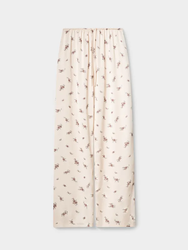 Women's trousers, homewear, size S, polyester, milky, Flowers, Roktania, image-5