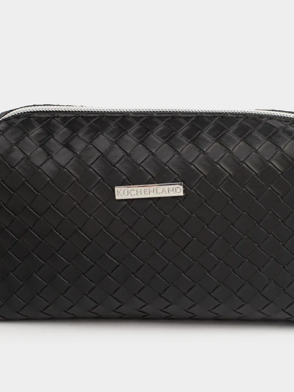 Makeup bag, 18х11 cm, polyurethane, black, Sennit, image-1