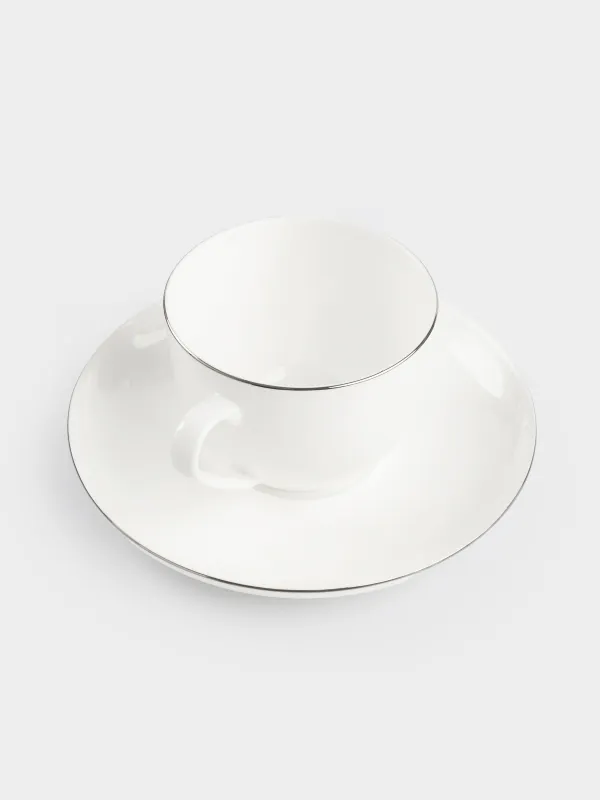 Tea pair, 6 person, 12 items, 250 ml, porcelain F, white, Ideal silver, image-4