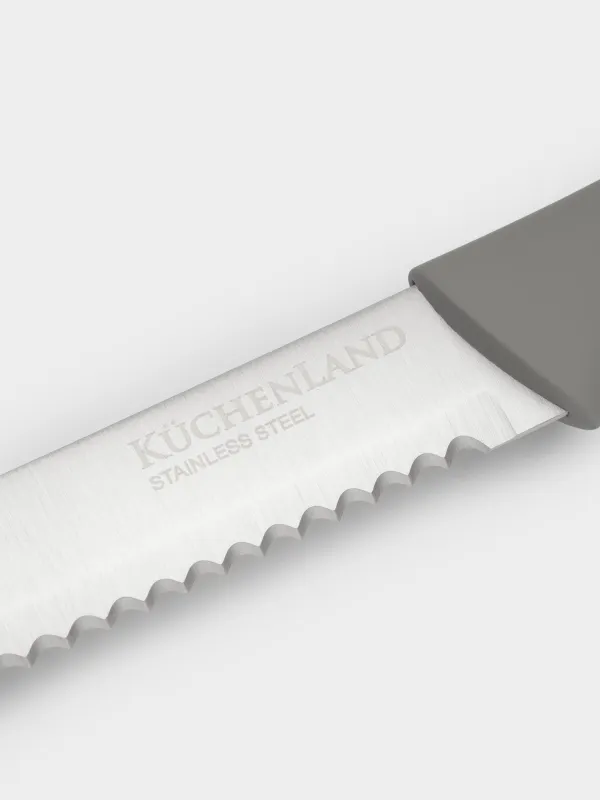 Knife set, 5 pr, in stand, steel / plastic, grey, Grey steel, image-3