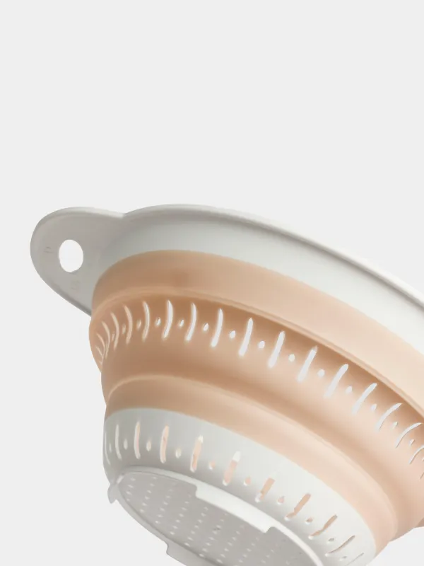 Colander, 20 cm, foldable, plastic / rubber, round, beige, Foldaway, image-3