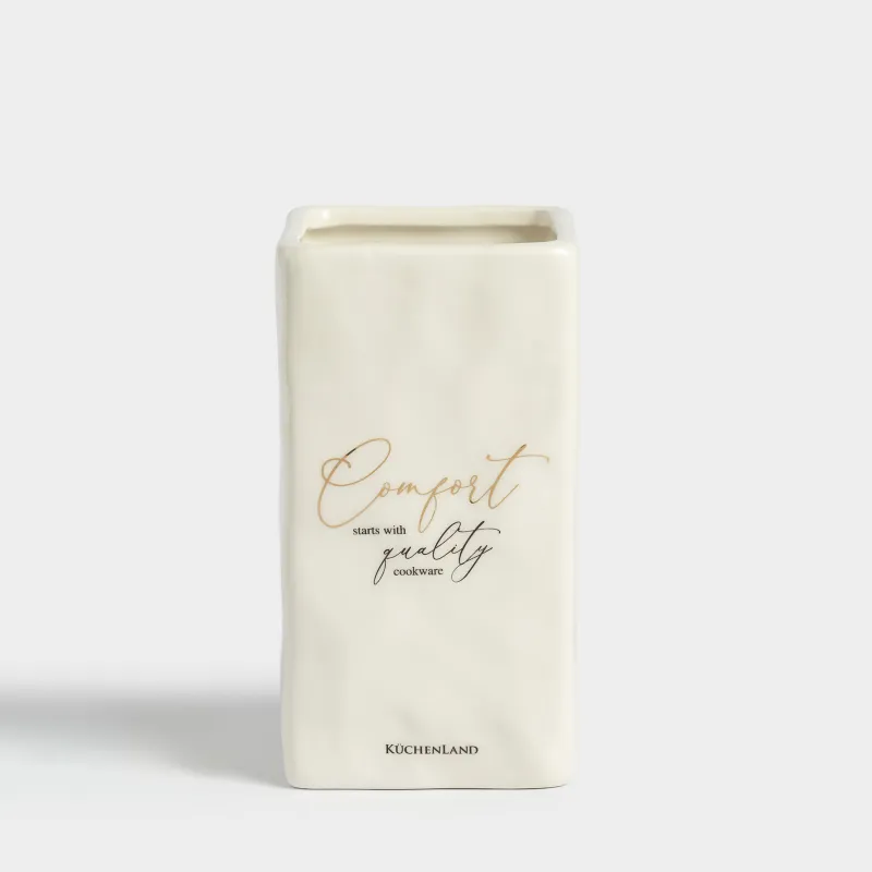 Kitchen accessories stand, 15 cm, ceramic, milky, Crumpled effect, Crumple kitchen