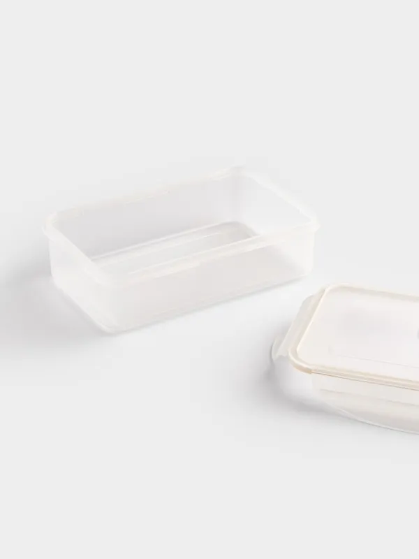 Container, 800 ml, with clips, plastic / silicone, rectangular, beige, Roomy clip, image-4