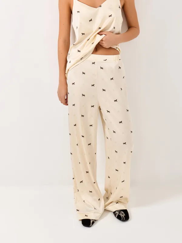 Women's trousers, homewear, size L, polyester / elastane, milky, Horse, Luanne, image-1
