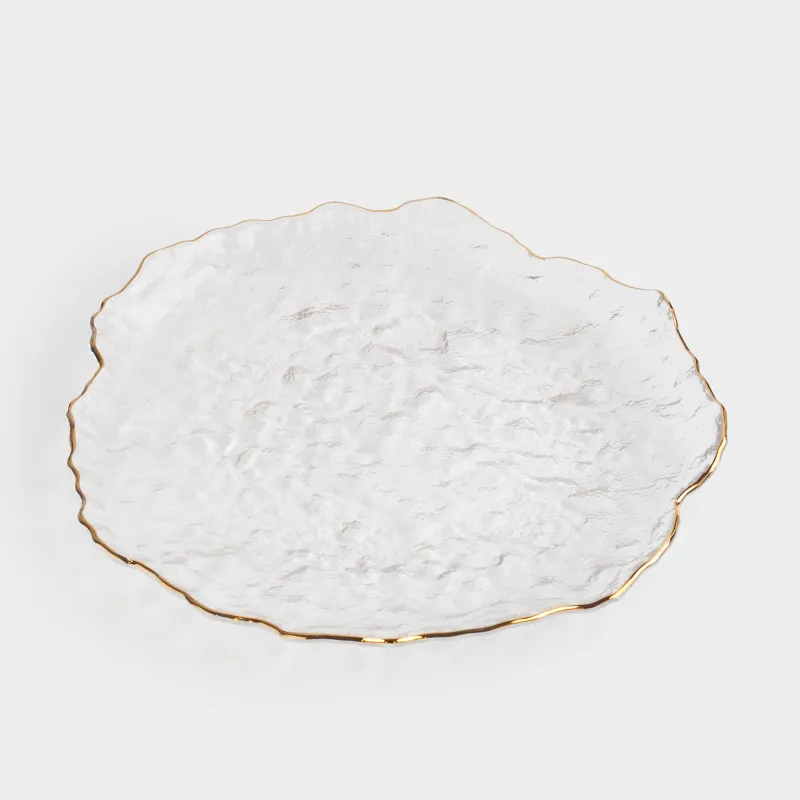 Dish, 26 cm, glass, with golden edging, Nautilus gold