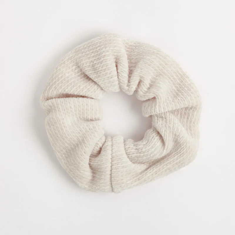 Elastic band for hair, 4 cm, corduroy, beige, Hair velvet