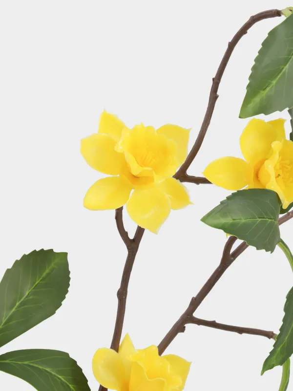 Decorative branch, 1 m, plastic / metal, Yellow flowers, Flower garden, image-2