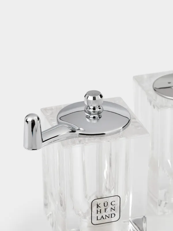 Salt and pepper set, 9 cm, with mill, acrylic/plastic, Cube, image-4