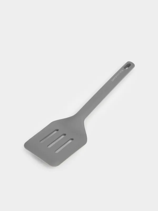 Spatula, 30 cm, slotted, Silicone, Grey, Grey steel, image-2