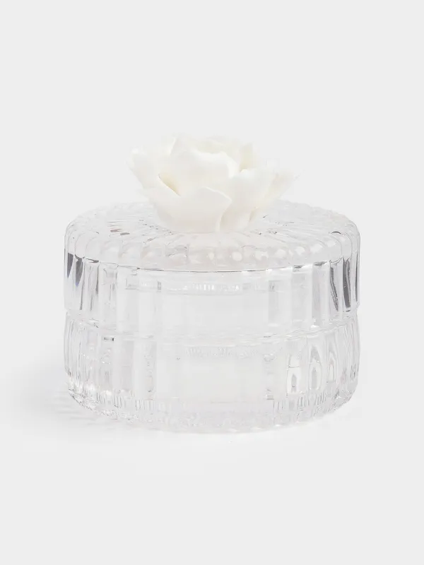 Storage container, 8x9 cm 150 ml, glass / porcelain P, Flower, Rose, image-0